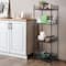Black 4-Tier Bathroom Storage Rack Metal Shelving Unit with Wood Shelves